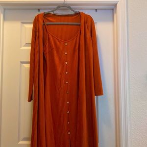 2 Piece Burnt Orange Dreas and Cardigan set